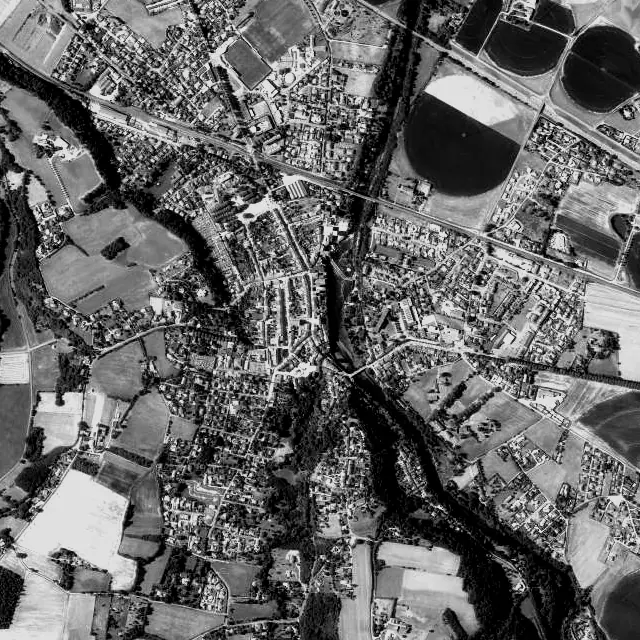 Vue aérienne de Saverdun