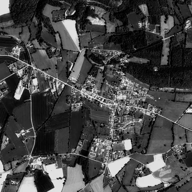 Vue aérienne de Souleuvre en Bocage