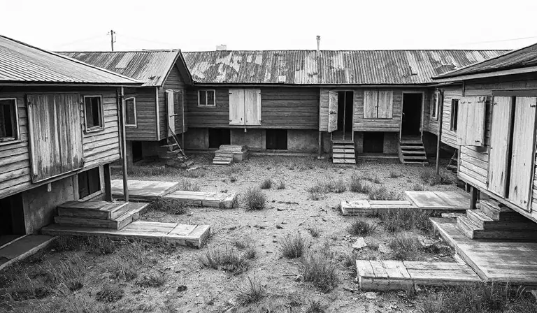 D’anciennes cabanes ostréicoles en bois et en tôle, gagnées par les herbes.