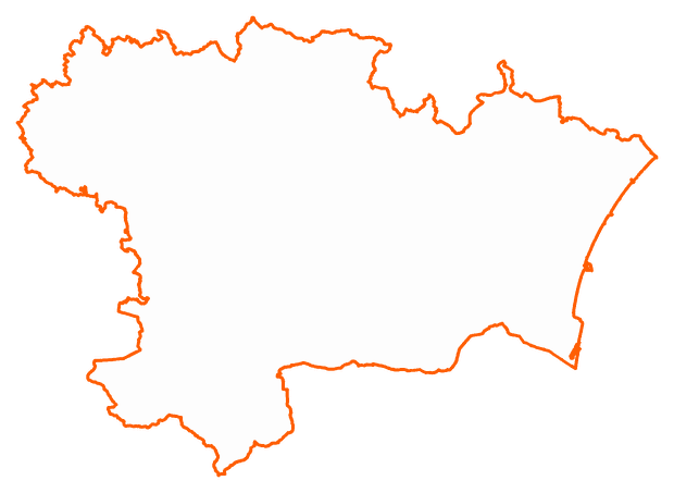 Contour du département de l'Aude