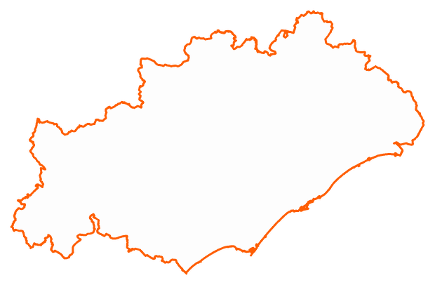 Contour du département de l'Hérault