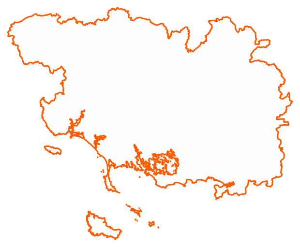 Contour du département du Morbihan