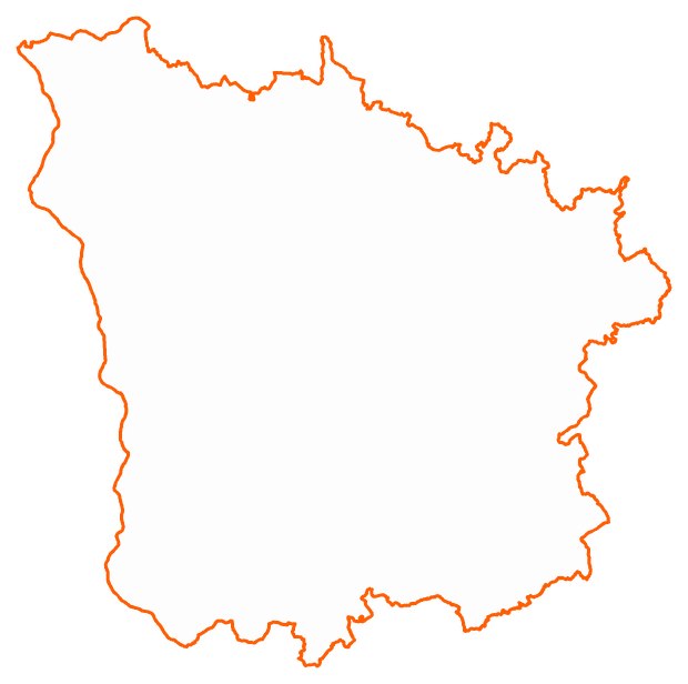 Contour du département de la Nièvre