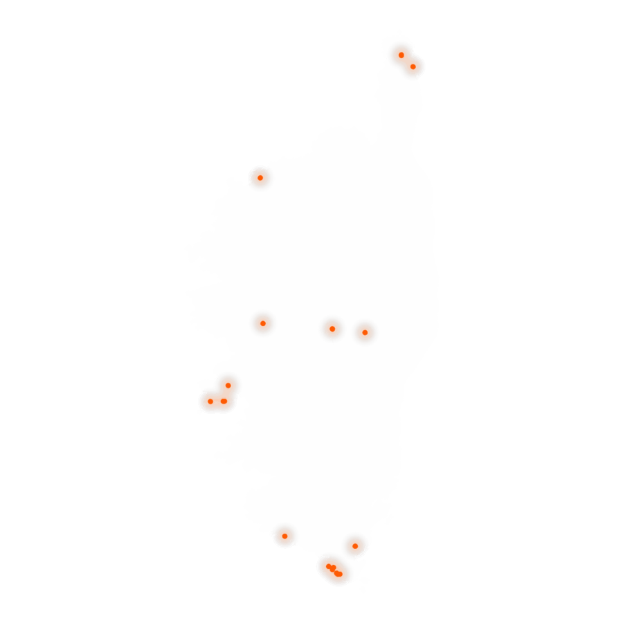 Carte des positions d’urbex de Corse
